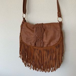 Free People Vegan Leather Fringe Crossbody Bag